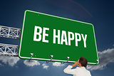 Be happy against sky