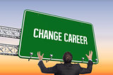 Change career against purple and orange sky