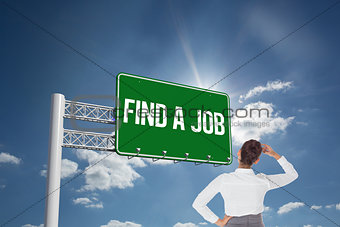 Find a job against cloudy sky with sunshine