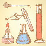 Sketch chemical set  in vintage style