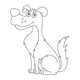 Cute sly dog, coloring book page for children