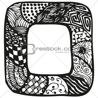 Hand drawn doodling frame for text or photo