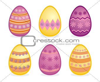 Colorful vector easter eggs isolated on white background.