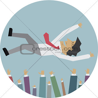 Vector Illustration of Successful businessman in the air