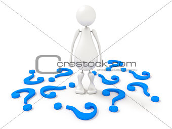 3d human with blue question mark
