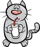 cat drink milk cartoon illustration
