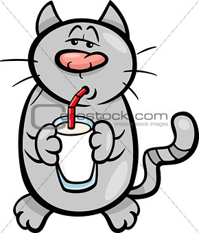cat drink milk cartoon illustration