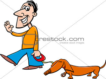 man with dachshund cartoon