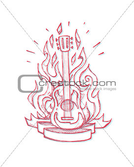 Burning guitar