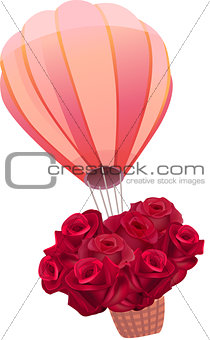 Balloon full of fresh red roses