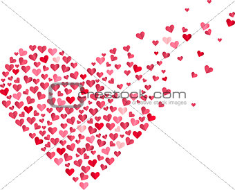 Red heart made of small confetti hearts