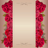 Romantic beige background with red roses