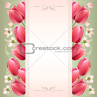 Romantic spring background with tulips