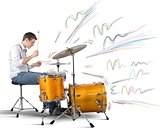 Drummer producing notes