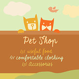 Vector banner with space for text. Pets. Cartoon illustration
