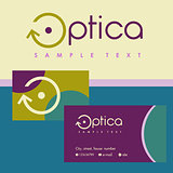 Business cards for optics. Colored background