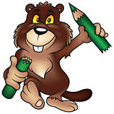 Beaver Holding Pencil