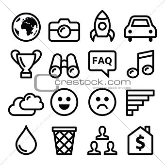 Internet, application, tchnology stroke line icons set
