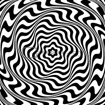 Illusion of whirl movement. Abstract op art illustration. 