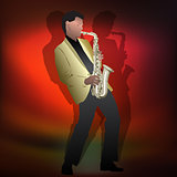abstract music illustration with saxophone player