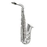 photorealistic saxophone isolated on a white background