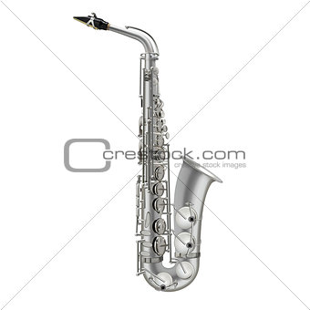 photorealistic saxophone isolated on a white background