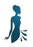 Isolated blue woman silhouette