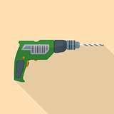 flat style electric hand drill icon with shadow