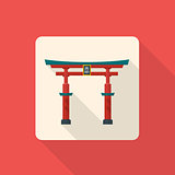 flat style japan gate torii icon with shadow