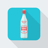 flat style vodka bottle icon with shadow