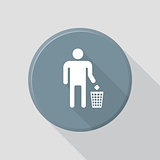 flat style waste sign icon with shadow