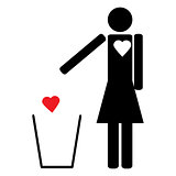 Woman throws the trash to your heart