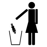 woman throws out in a recycle bin of the girlfriend