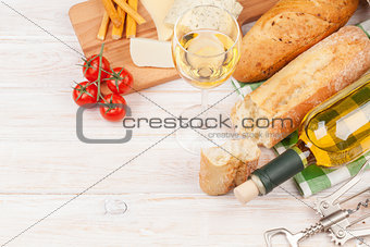 White wine, cheese and bread