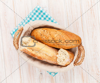 Fresh french bread in basket