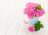 Fresh spring pink roses bouquet