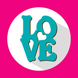 Love, flat icon with long shadow, vector