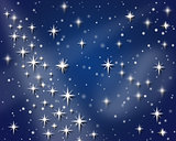 night sky with snowflakes and stars for holiday