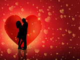 Couple on hearts background