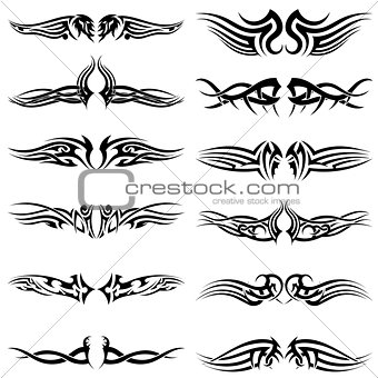 Set of tribal tattoos