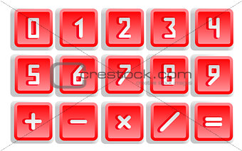 Red Numeric Button Set
