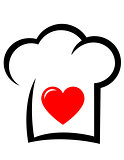 sign with chef hat and heart