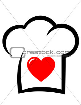 sign with chef hat and heart