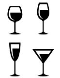 set of isolated wine glasses icons