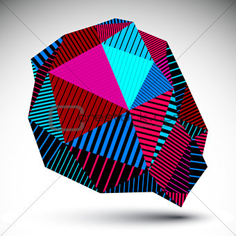 Deformed asymmetric vivid element with parallel lines. Colorful 