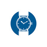 Simple wristwatch graphic illustration, classic hour hand symbol