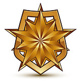 Branded golden geometric symbol, stylized golden polygonal star,