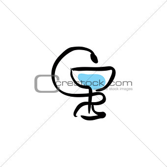 Illustrated vector pharmacy icon, medical pictogram.