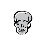 Illustrated vector hand drawn human skull icon. 