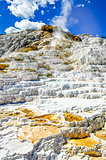 Detail view of beautiful geothermal land in Yellowstone NP